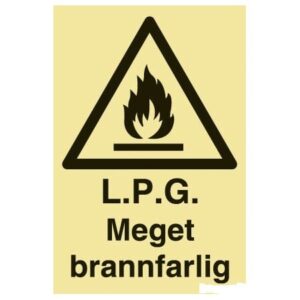 Skilt LPG Meget brannfarlig